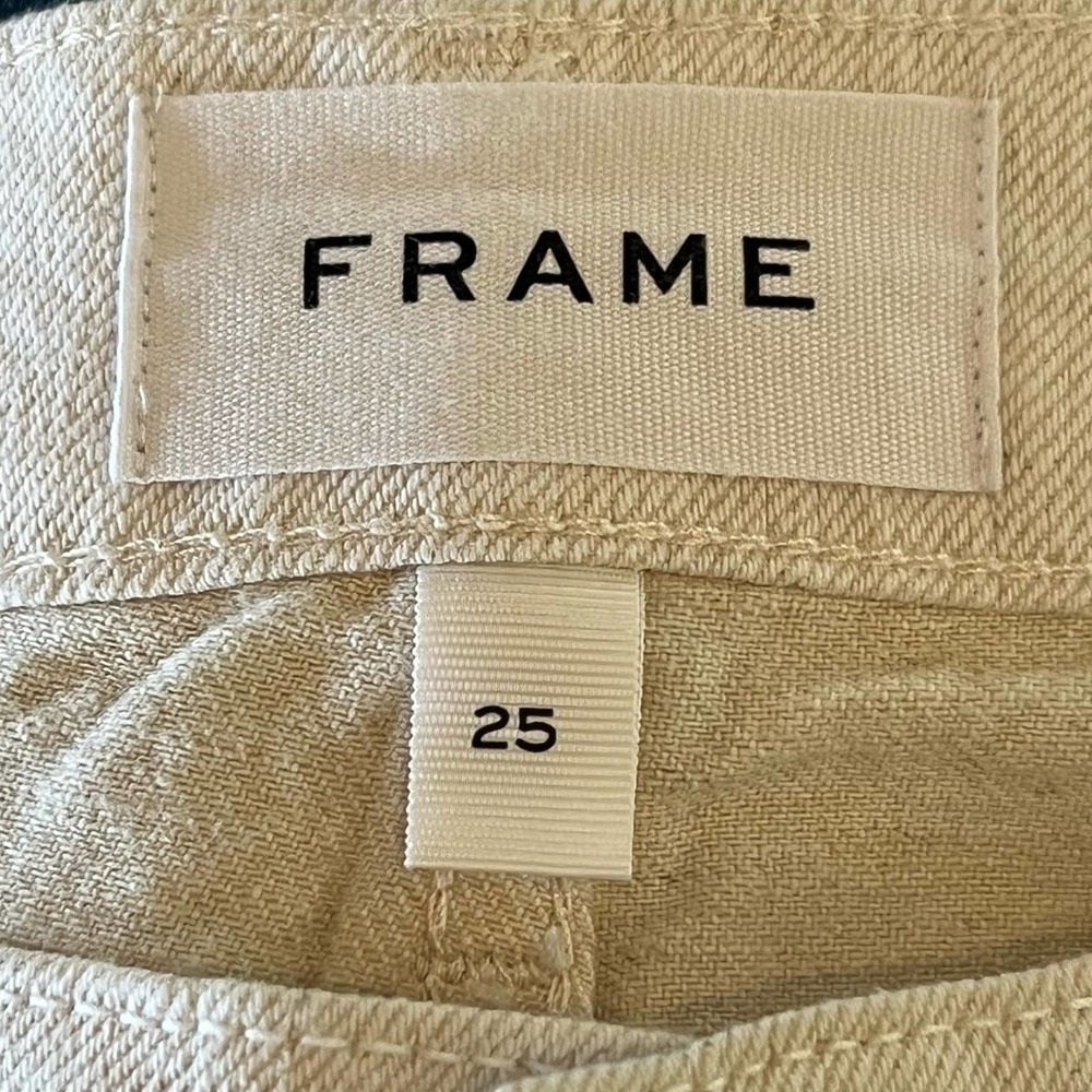 FRAME Le Garçon Mid Rise Straight Cotton Linen Jeans Natural Heather Size 30 NWT - Picture 11 of 16